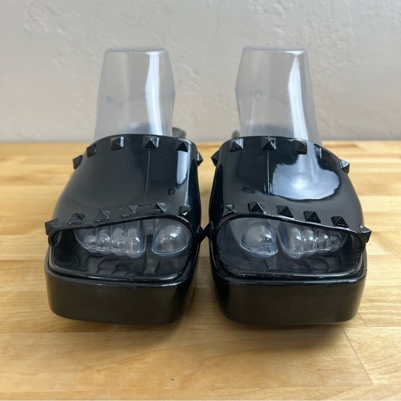 Madden Girl Paccer Chunky Y2K Black Studded Jelly Slide Sandals Women's Size 9 - Picture 5 of 12
